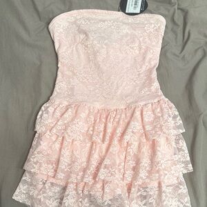 Pink Lace Tiered Kids Dress